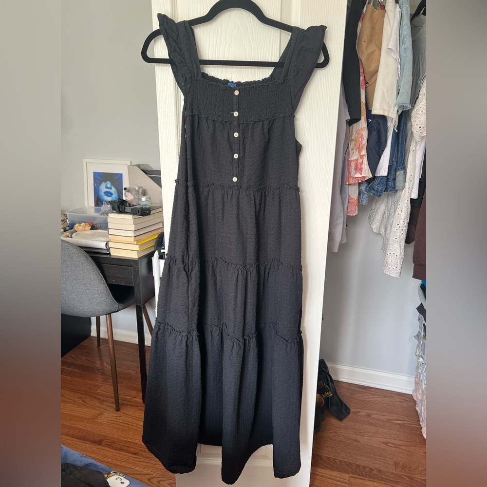 Old Navy Black Button-Front Midi Dress